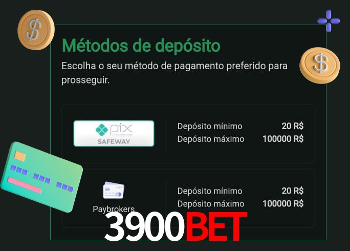 O cassino 3900Bet oferece uma grande variedade de métodos de pagamento